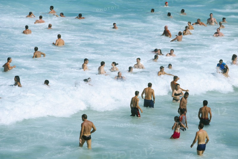 AUSTRALIA, New South Wales, Sydney, Bathers in the sea at Tamarama beach