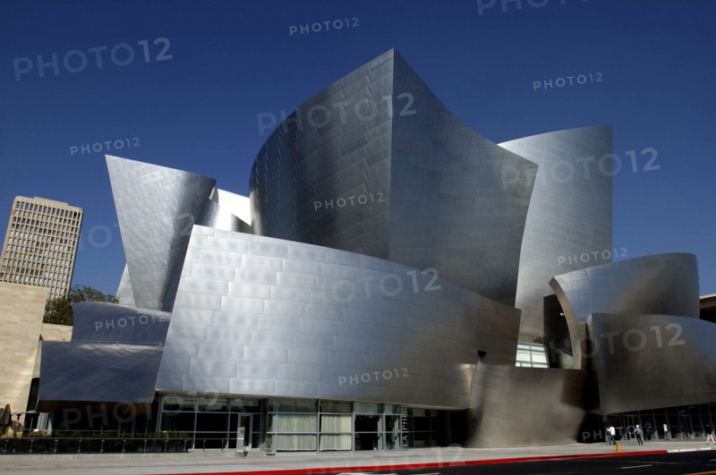 USA, California, Los Angeles, The Walt Disney Concert Hall modern silver exterior designed by Frank Gehry