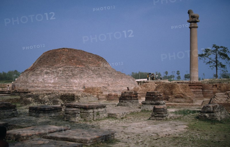 INDIA, Bihar, Sravasti, Ancient site with Ashoka pillar.