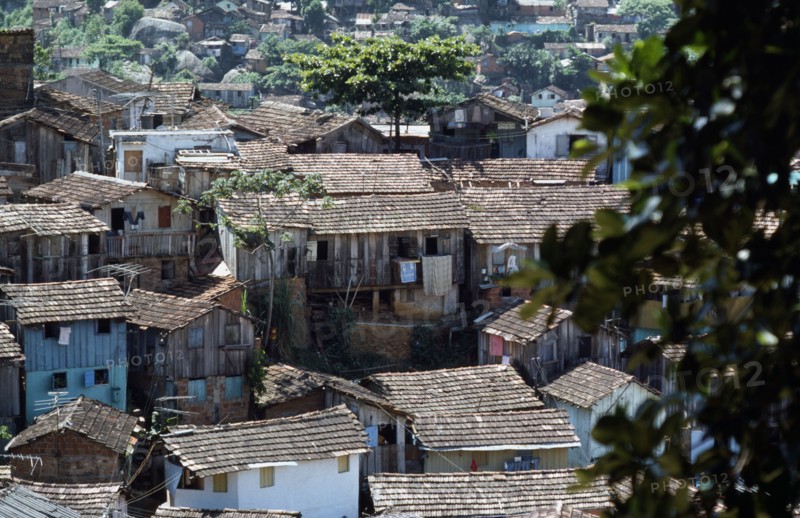 BRAZIL, Favela, Rooftops of shanty town.