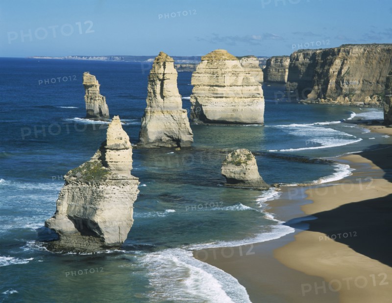 AUSTRALIA, Victoria, Port Campbell N.P, Great Ocean Road. The Twelve Apostles sea stacks