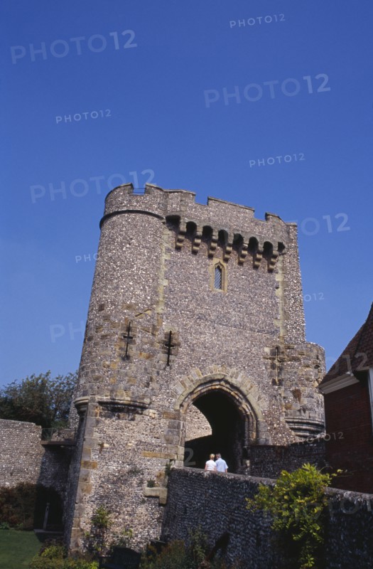 20059187 ENGLAND East Sussex Lewes Lewes Castle. View of one of the semi octagonal towers.