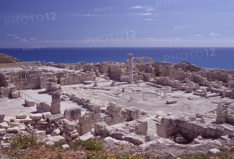 CYPRUS, Kourion, Sanctuary of Apollo Hylates and sea beyond.