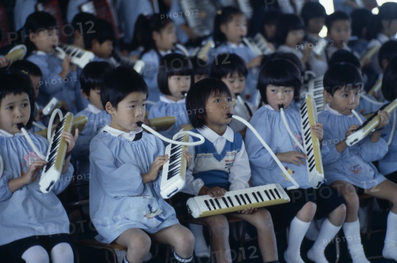 JAPAN, Education, Kindergarten music class.