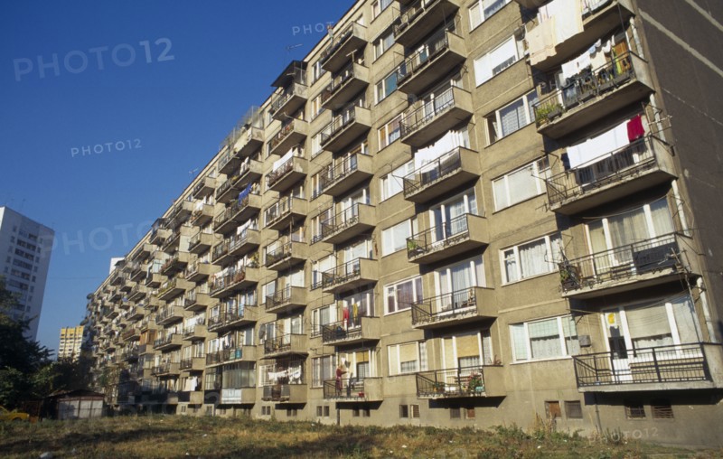 BULGARIA, Sofia, Tenement block balconies