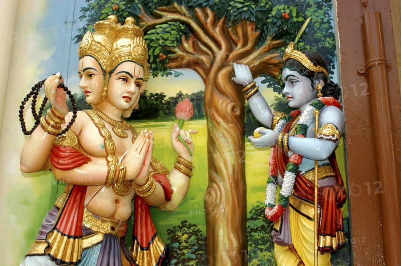 SINGAPORE, , Colourful statues at an Indian Hindu Temple