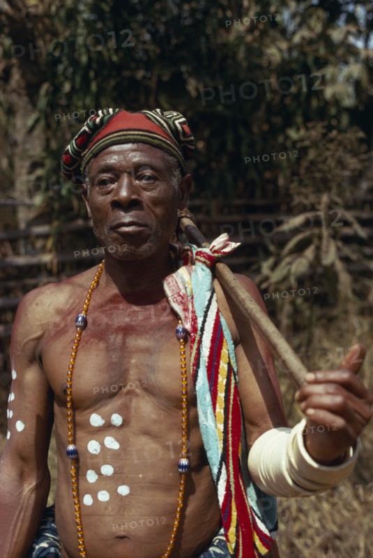 CAMEROON, People, Portrait of Bamileke witch doctor.