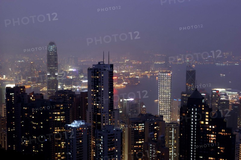 HONG KONG, General, City skyline illuminated at night