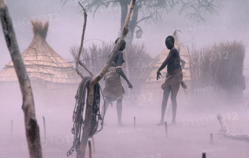 SUDAN, Weather, Dust storm in Dinka village.