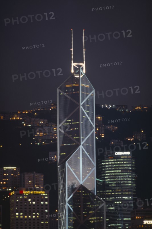 HONG KONG, General, Bank of China building at night