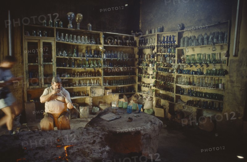 EGYPT, Cairo, Worker in glass factory