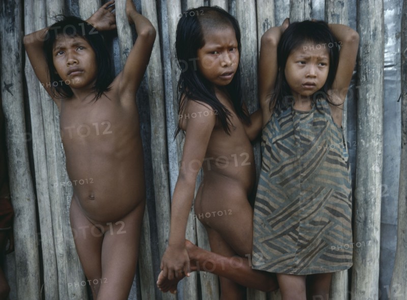 BRAZIL, Amazonas, Xingu , Xikrin Indian girls.