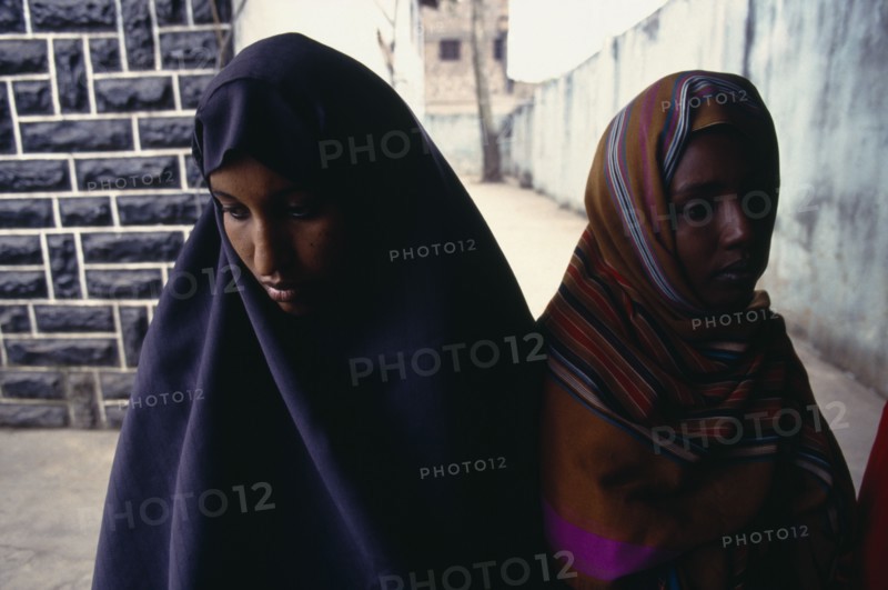 KENYA, Nairobi, Two Somali women with covered heads.