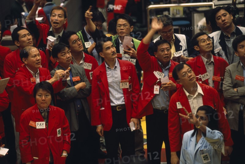 SINGAPORE, Financial District, Raffles Place, Busy Derivatives Trading Floor of the Singapore Stock Exchange. SGX