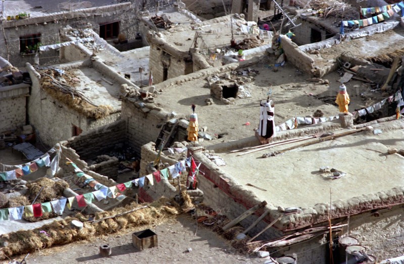 INDIA, Ladakh, Leh, View over suburbian rooftops of the city