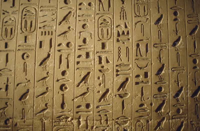 EGYPT, Archaeology, Detail of hieroglyphics in tomb.