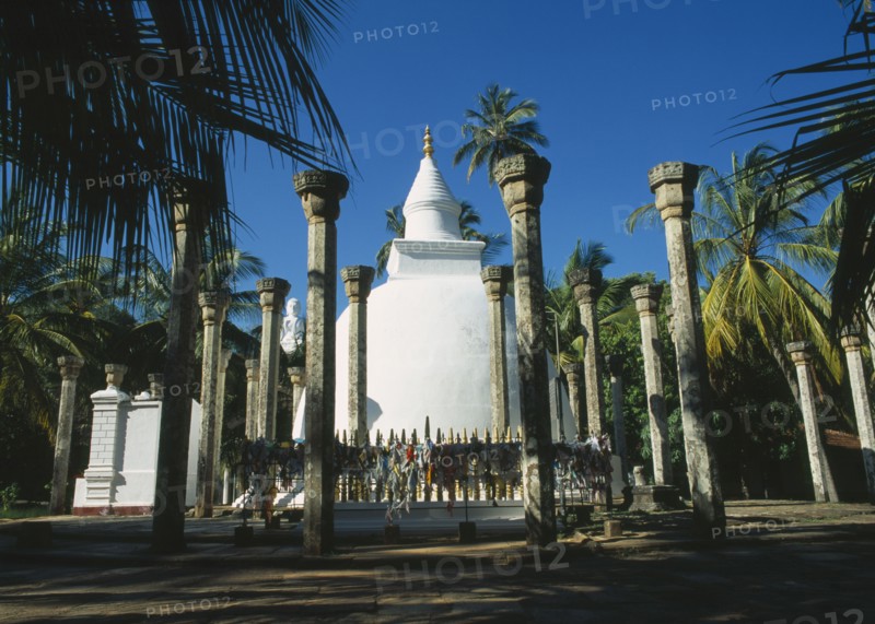 SRI LANKA, Mihintale, Ambasthala Dagoba.  Marks place where King  Devanampiya met Mahinda and converted to Buddhism.