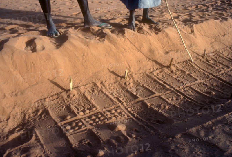 MALI, People, Divination marks left on patterns in sand by desert fox which the Dogon use to answer questions about the future