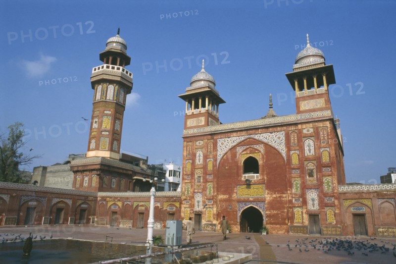PAKISTAN, Punjab, Lahore, Wazir Khan Mosque 1634.  Exterior facade.