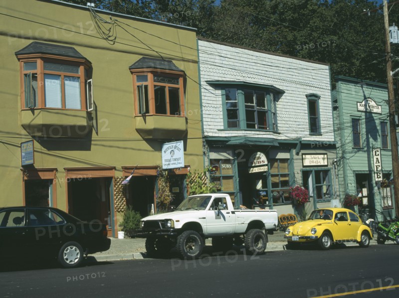 USA, Washington State, Jefferson, Port Townsend. Historic shops including Mary Webster cafe built in 1889.