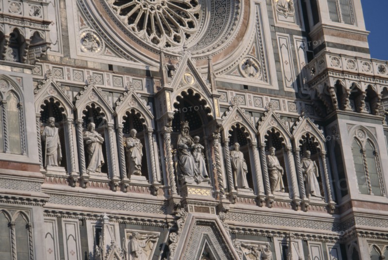 ITALY, Tuscany, Florence, Detail of section of exterior at Duomo Cathedral.