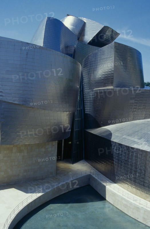 SPAIN, Basque Country, Viz Caya, Bilbao.  The Guggenheim museum designed by Frank Gehry.  Part view of exterior.