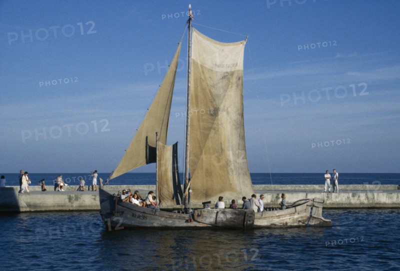 LITHUANIA, Nida, Old Baltic fishing boat.