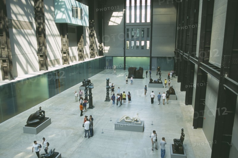 ENGLAND, London, Tate Modern. View over the Old Turbine Hall with modern sculpture exhibits