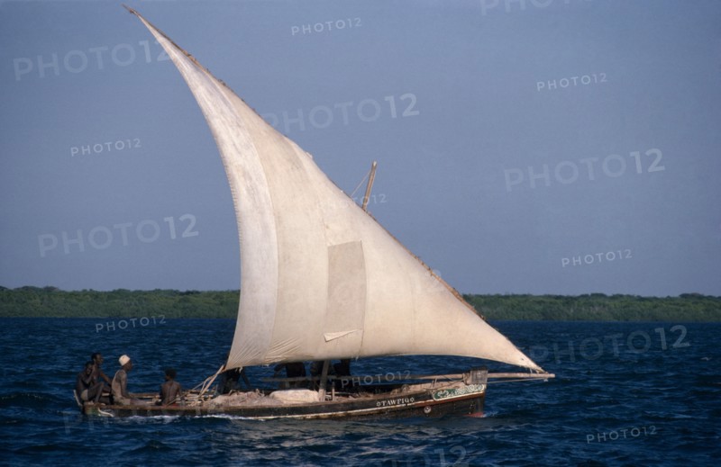 KENYA, Transport, Dhow traditional sailing baot.