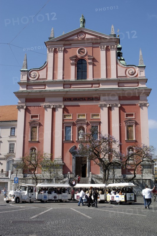 SLOVENIA, Ljubljana, Facade of the Franciscan Church of the Annunciation
