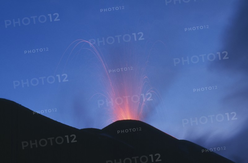 GUATEMALA, South, Volcan Pacaya, Highly active Volcano Pacaya erupting at night.