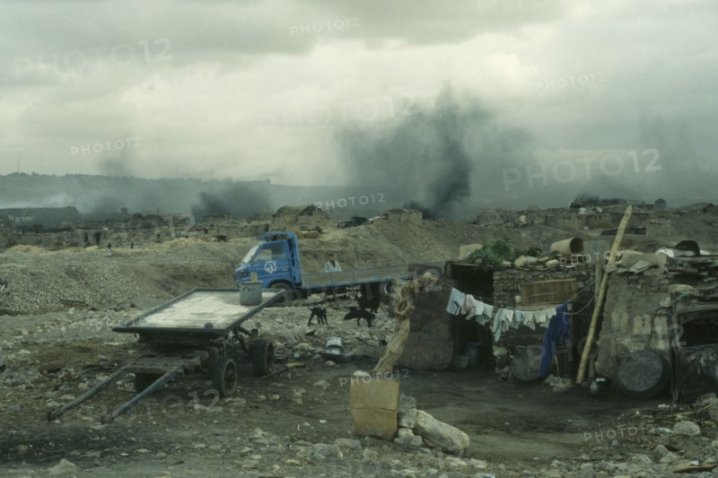 EGYPT, Environment, View over rubbish dump and shanty dwellings.