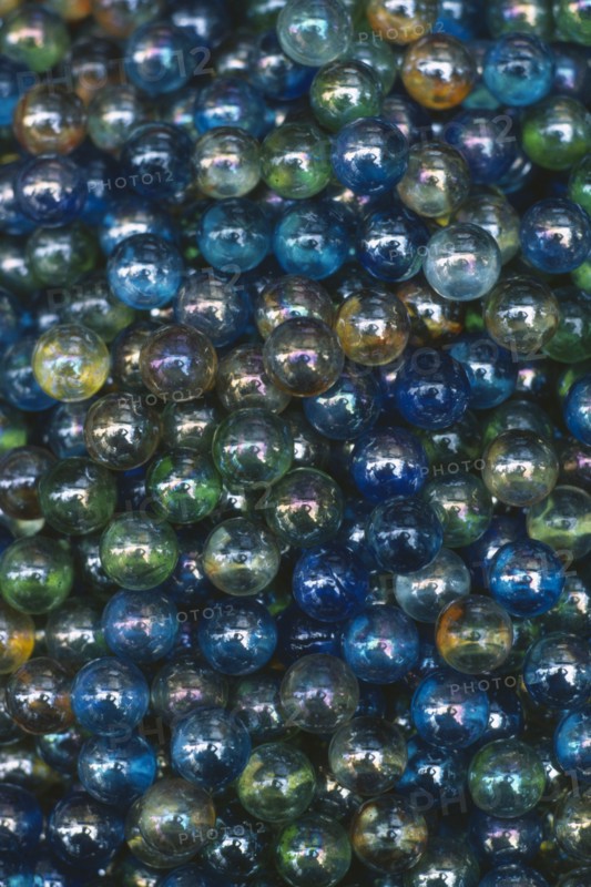 JAPAN, Honshu, Tokyo, Iridescent marbles close up detail