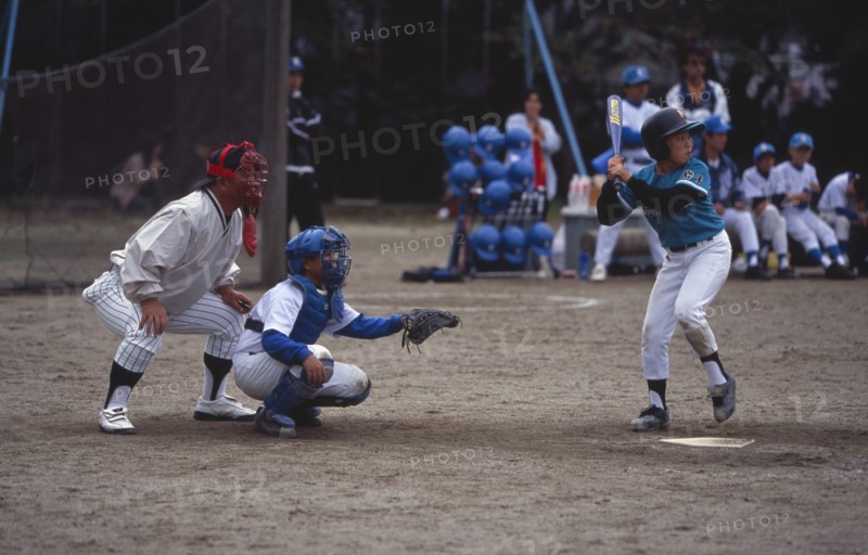 JAPAN, Honshu, Tono, Young boys playing baseball