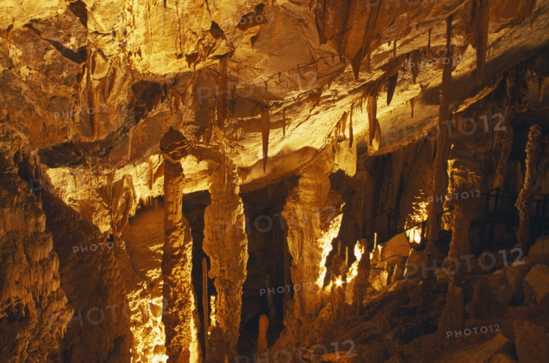 MALAYSIA, Sarawak, Gunung Mulu National Park, Deer Cave interior with stalactites and stalagmites.