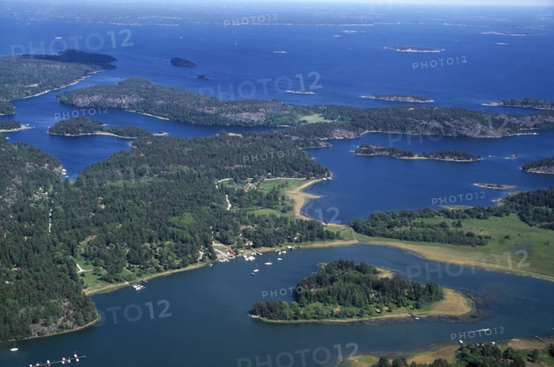 SWEDEN, Coastal Landscape, Aerial view over the Swedish Baltic archipelago.