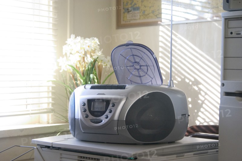 USA, Minnesota, St Paul, CD player next to desk in home office.