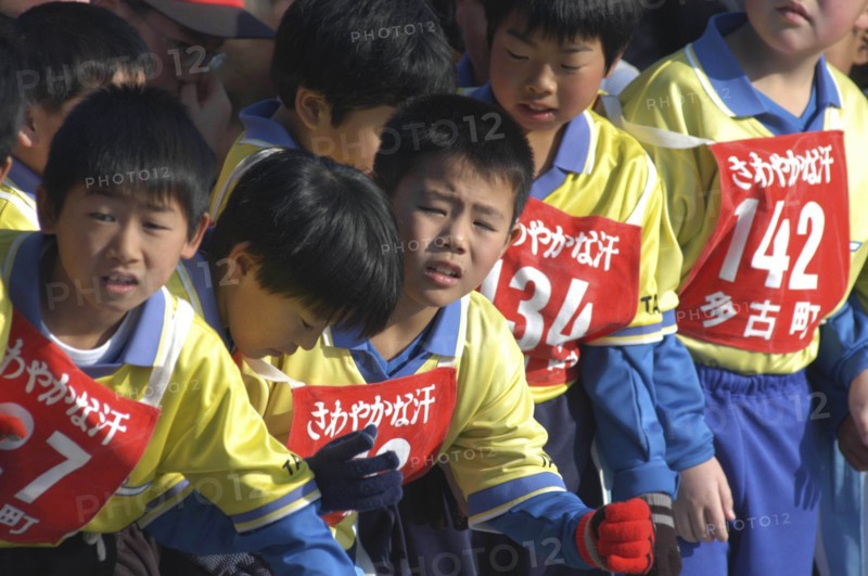 JAPAN, Chiba, Tako, "10-11 year old boys, who are members of local soccer club, wait the start of 2 kilometer race which is part of the towns fitness festival"