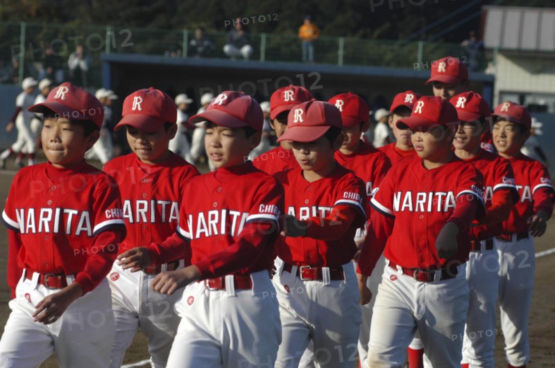 JAPAN, Chiba, Tako, A little league team from Narita parades as part of a tournament opening ceremony