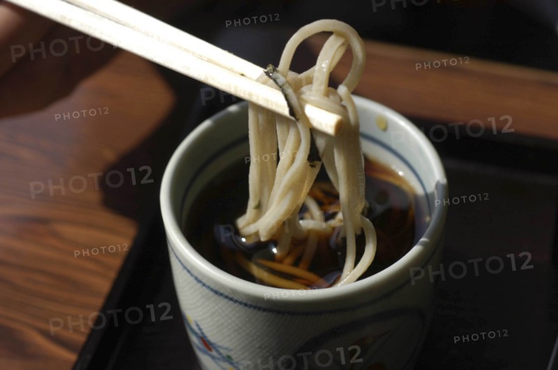 JAPAN, Chiba, Tako, """zaru soba"" cold buckwheat noodles, dipped in ""tsuyu"" soy sauce-based broth"