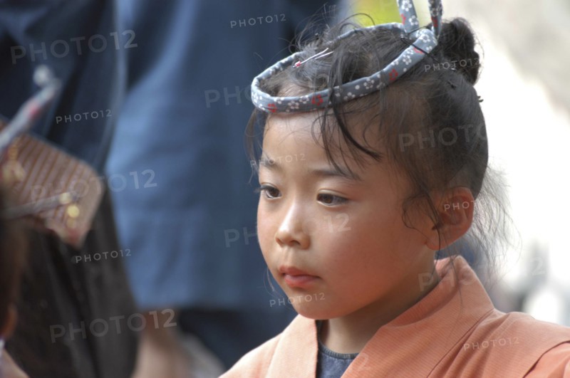 JAPAN, Chiba, Narita, "Etsuko Watanabe, 8 years old, is a ""tekomae"" which is a young girl who walks in front of the wagon in the Gion Matsuri"