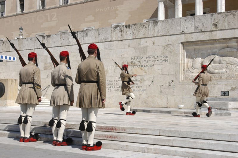GREECE, Athens, Evzones aka Ceremonial Guards at the Parliament building