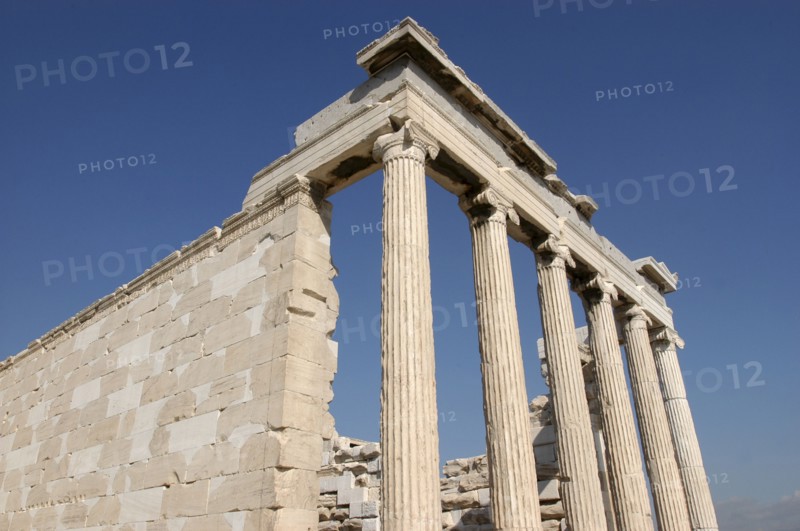 GREECE, Athens, Acropolis. Columns of the Erechtheion ruins