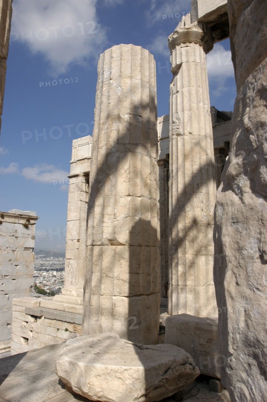 GREECE, Athens, Ruined columns of the Acropolis