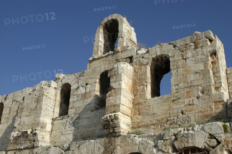 GREECE, Athens, Acropolis. Ruined section of the Theatre of Herode Atticus
