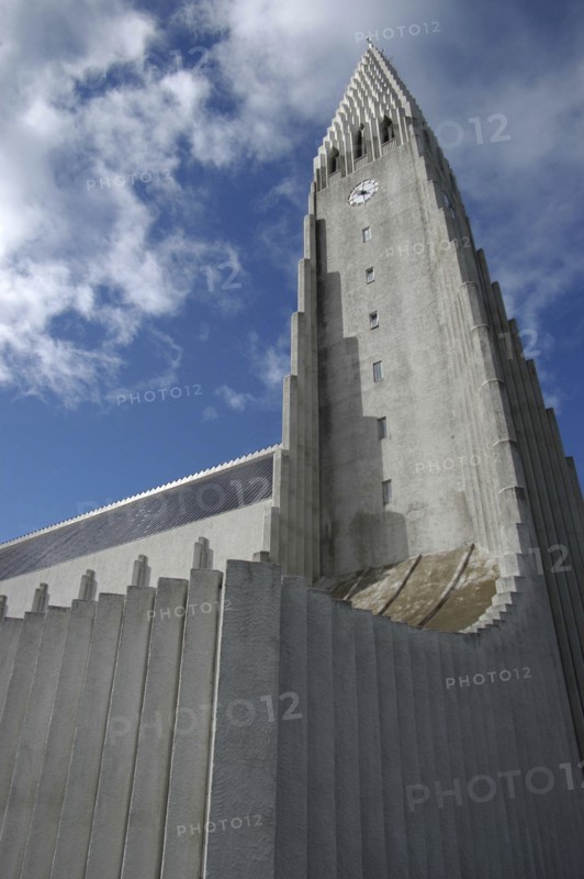 ICELAND, Reykjavik, Hallgrimskirkja designed to resemble a mountain of basaltic lava