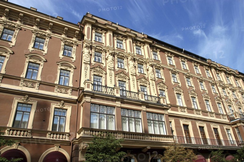 RUSSIA, St Petersburg, Angled view looking up at building facades