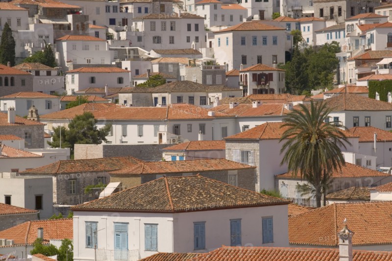 GREECE, Saronic Islands, Hydra, Buildings of Hydra Town.