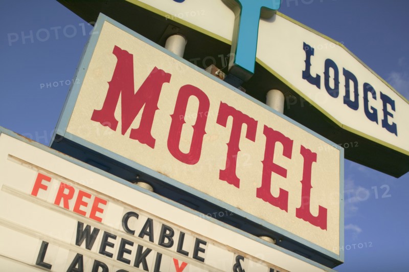 USA , New Mexico, Santa Fe, Motel sign.