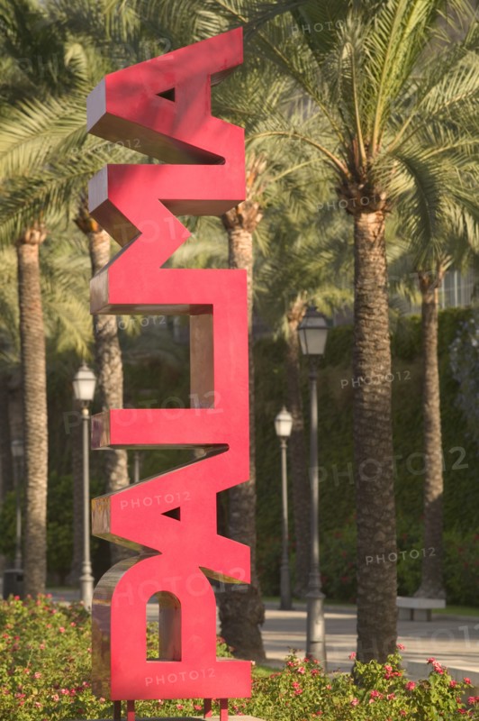 SPAIN, Balearic Islands, Majorca , The sculpture 'Palma' by Josep Llambias 1999 on Passeig de Sagrera in Palma de Mallorca.